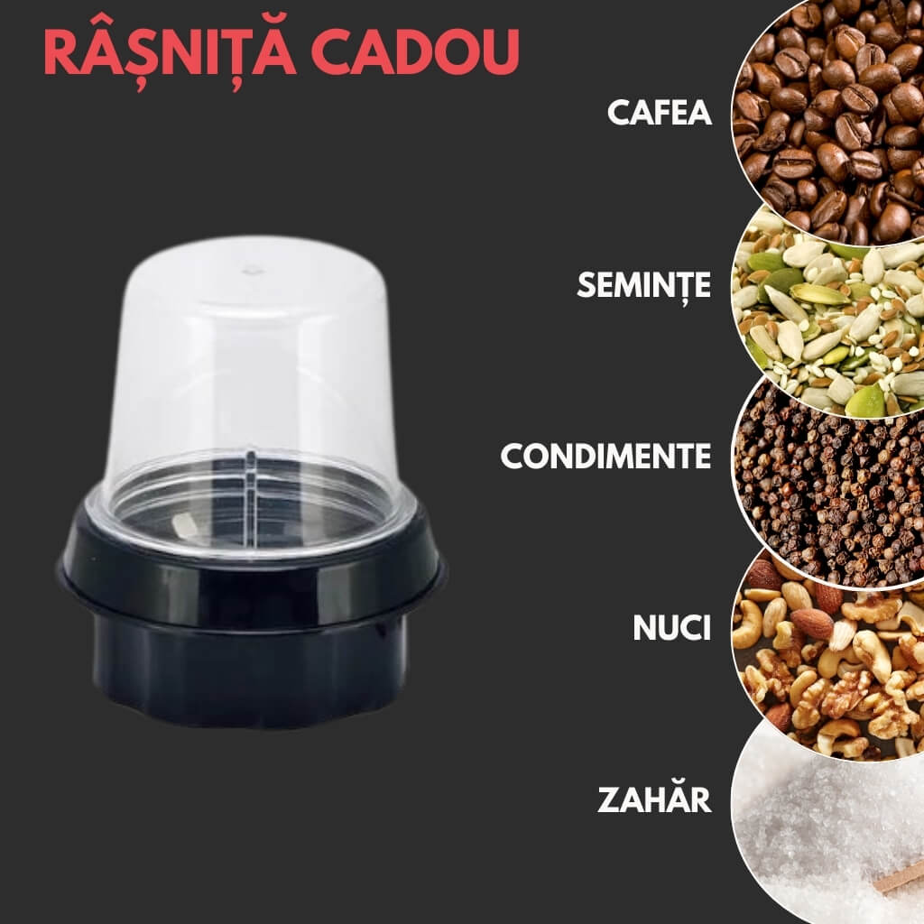 Blender Multifuncțional Royalty Line® 800W, Cană din Sticlă, 1.5 l