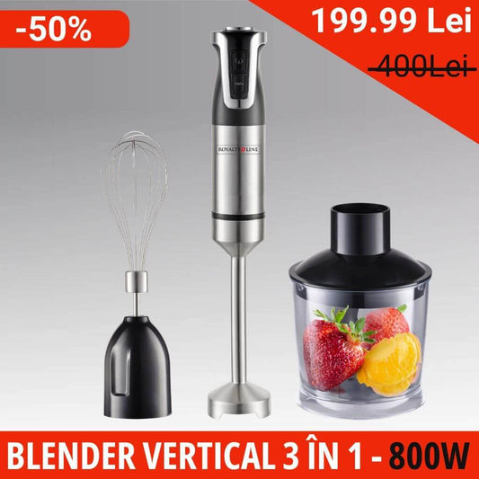 Blender Vertical Multifuncțional Royalty Line® 800W, 3 în 1