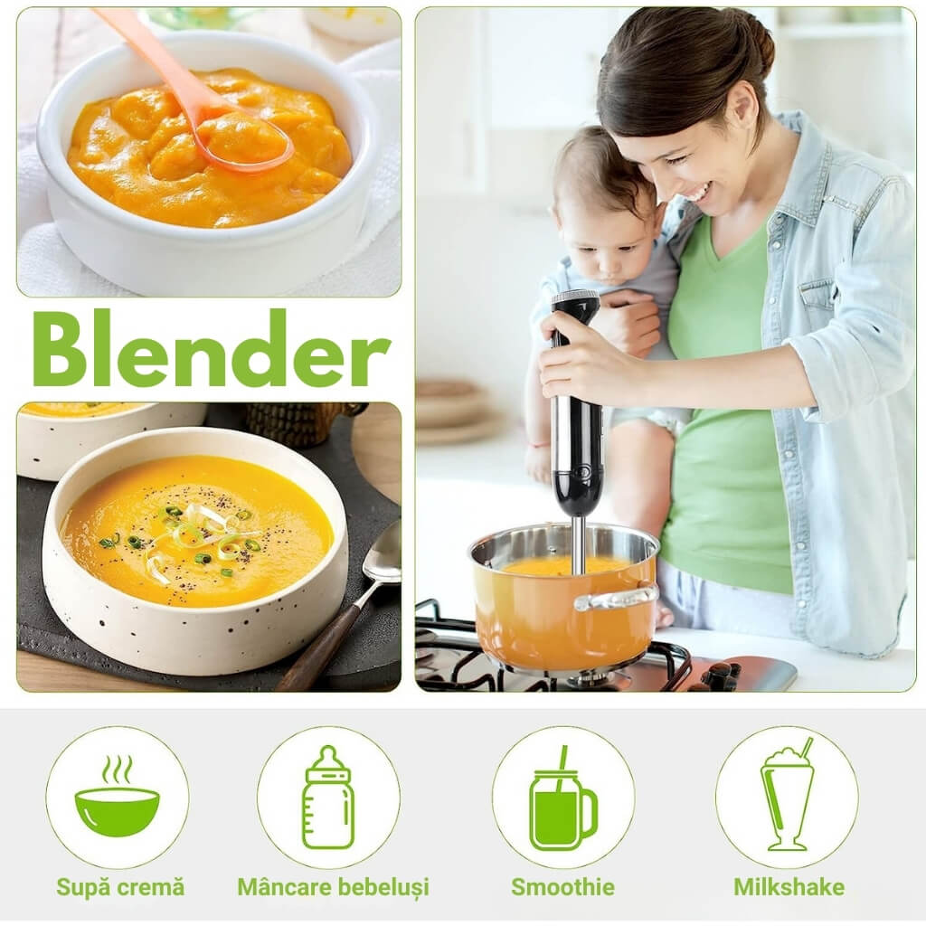 Blender Vertical Multifuncțional Royalty Line® 800W, 3 în 1