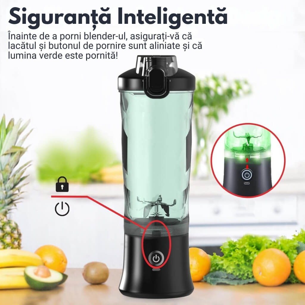 Blender Portabil Zetta Innovation® 540W, 600ml, USB-C, 4000mAh