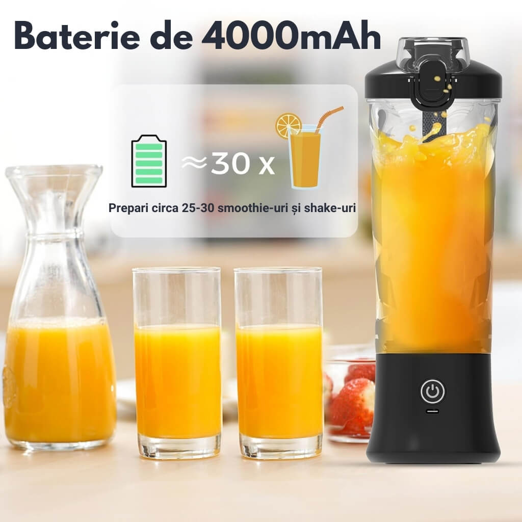 Blender Portabil Zetta Innovation® 540W, 600ml, USB-C, 4000mAh