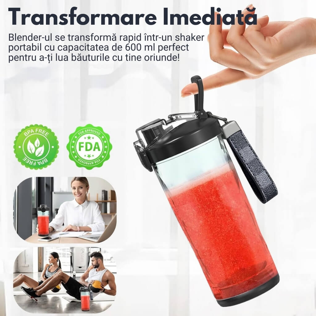 Blender Portabil Zetta Innovation® 540W, 600ml, USB-C, 4000mAh