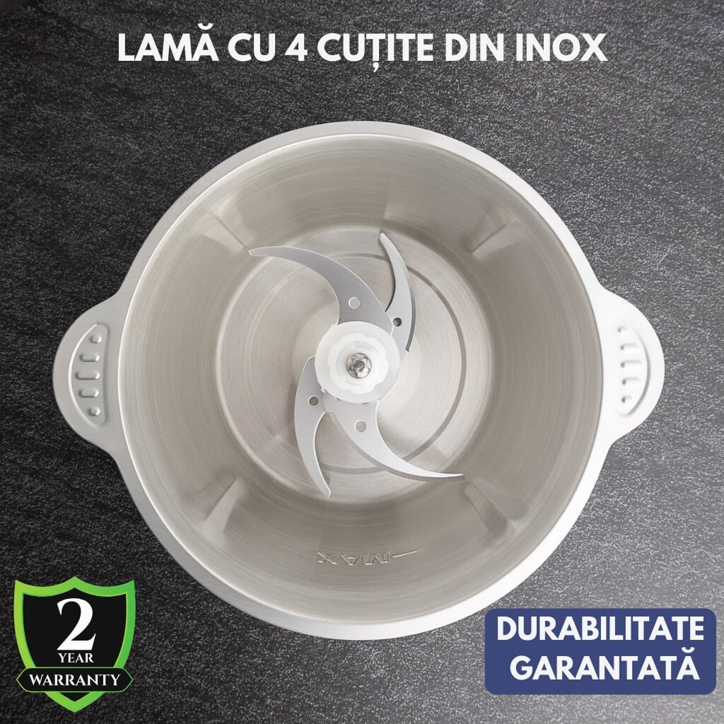 Tocător Electric Royalty Line® 300W, 1.8 Litri, 2 Viteze, Inox