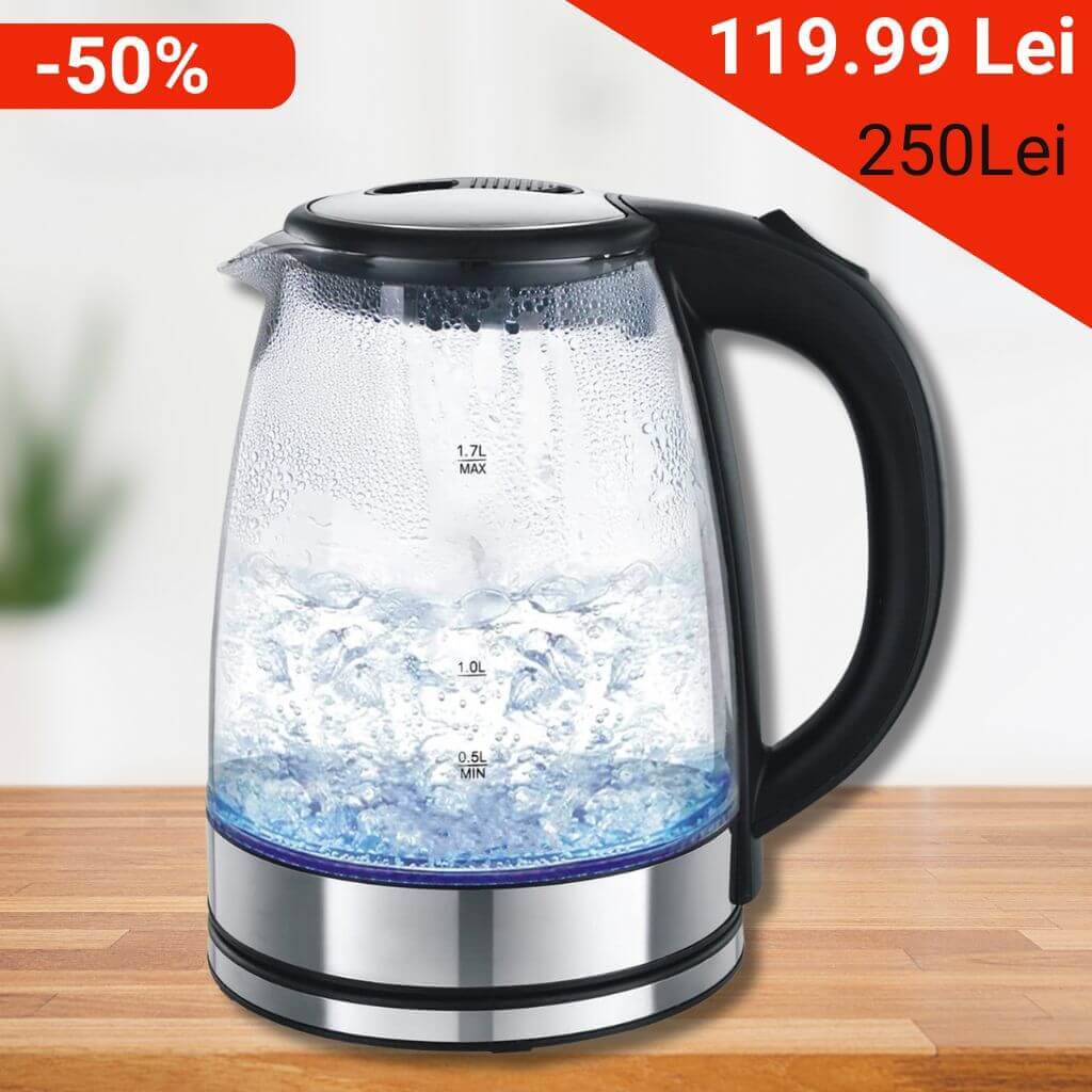 Cană Fierbător Royalty Line® 1.7 Litri, 2200W, Indicator LED