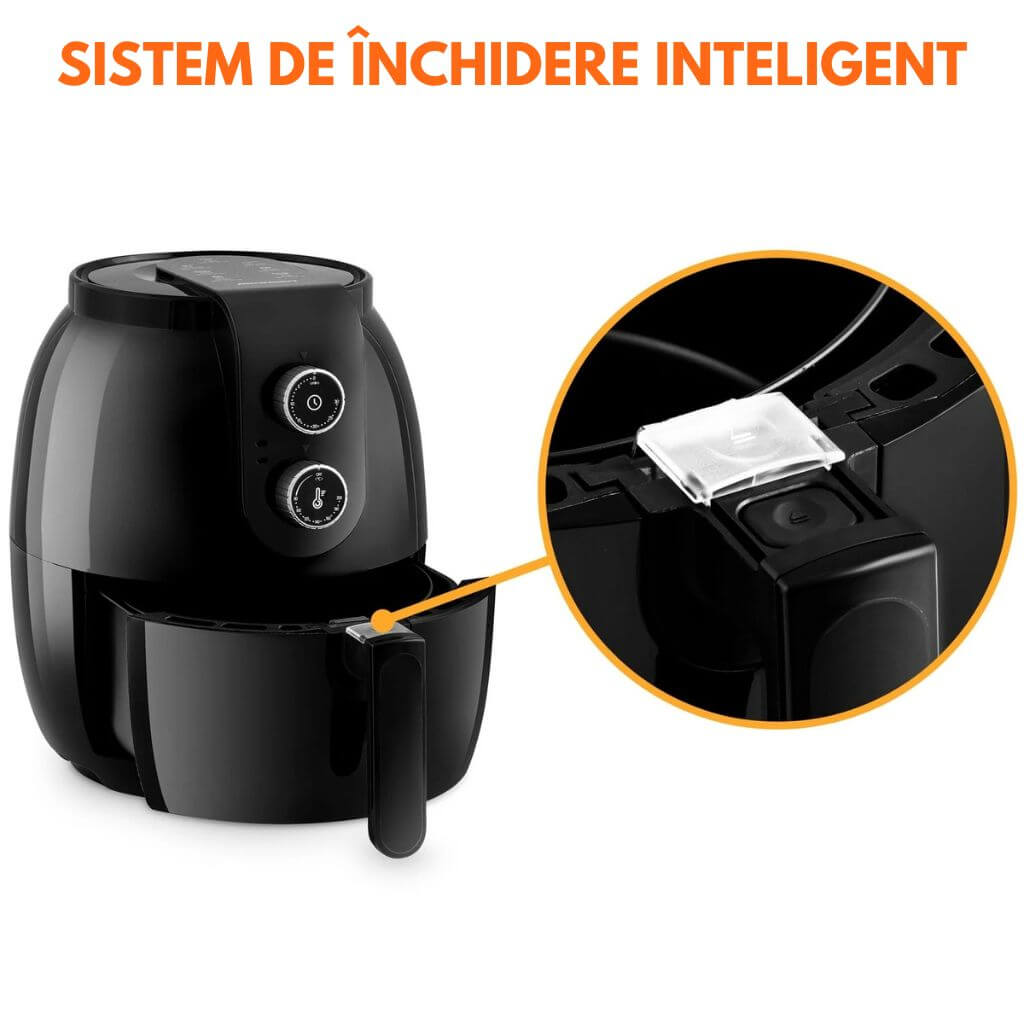 Air Fryer 1300W, 3.6L, Coș Antiaderent, Reglaj Manual – Gătire Rapidă și Sănătoasă