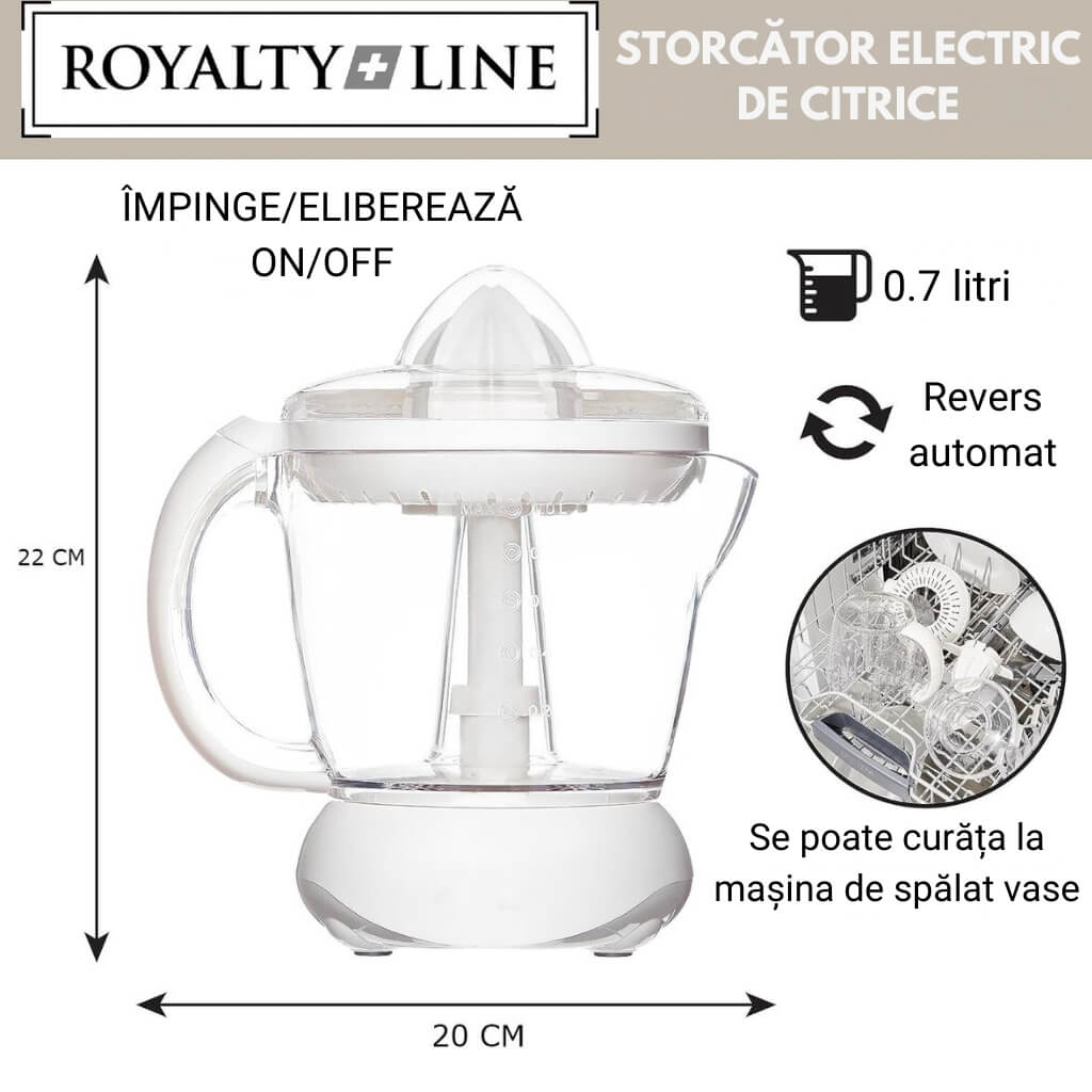 Storcător Electric de Citrice Royalty Line® 25W, 0.7 Litri