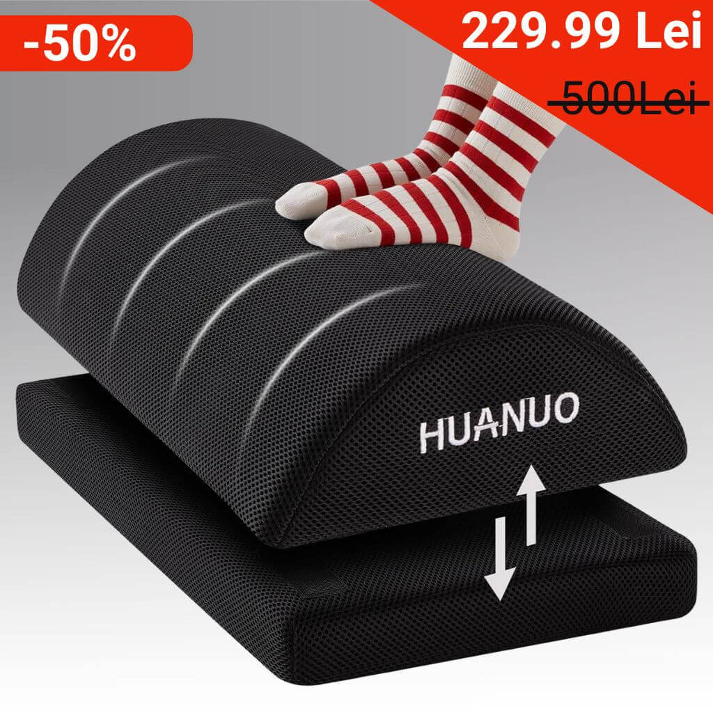 Suport ergonomic picioare birou, spuma cu memorie, 2 pozitii de inaltime