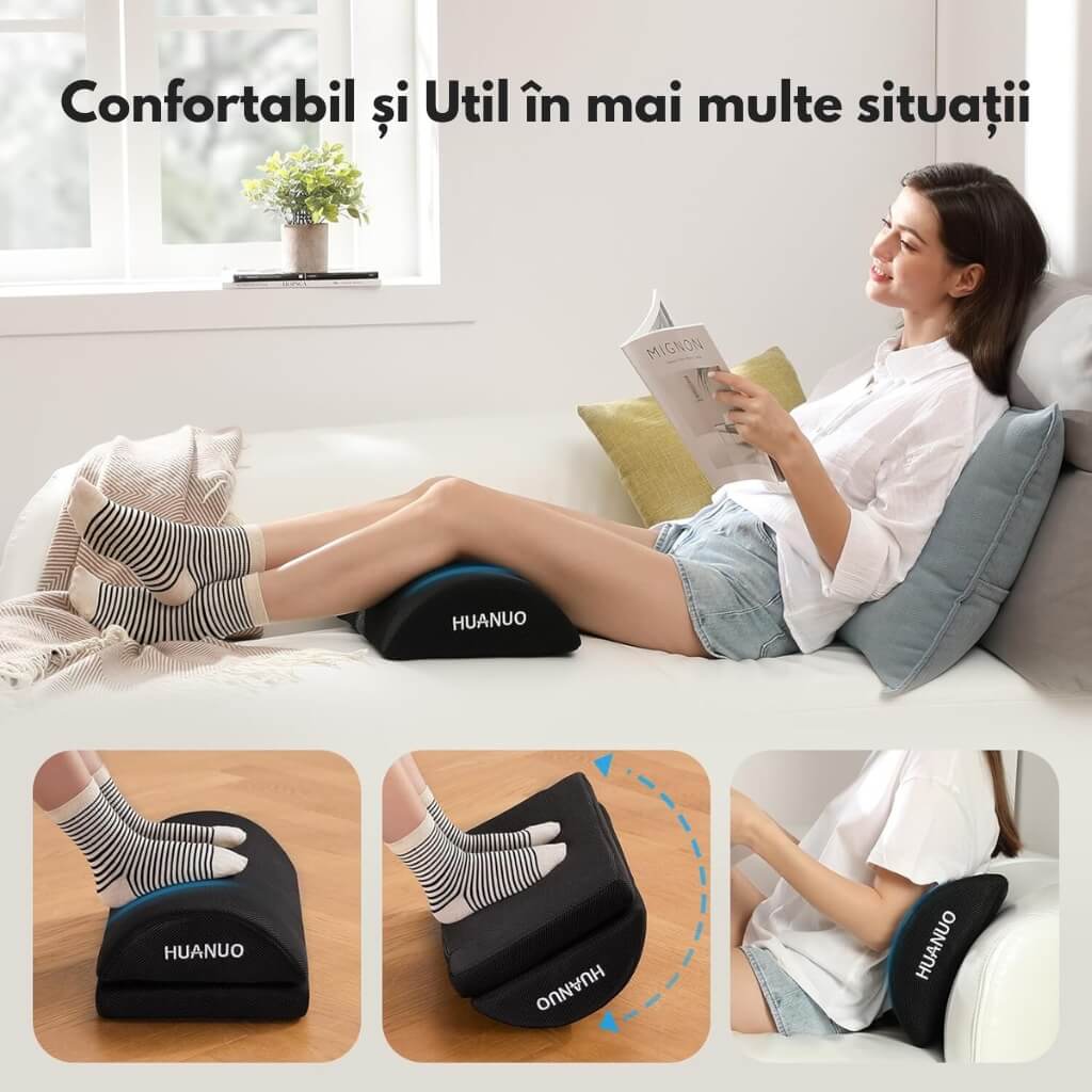 Suport ergonomic picioare birou, spuma cu memorie, 2 pozitii de inaltime