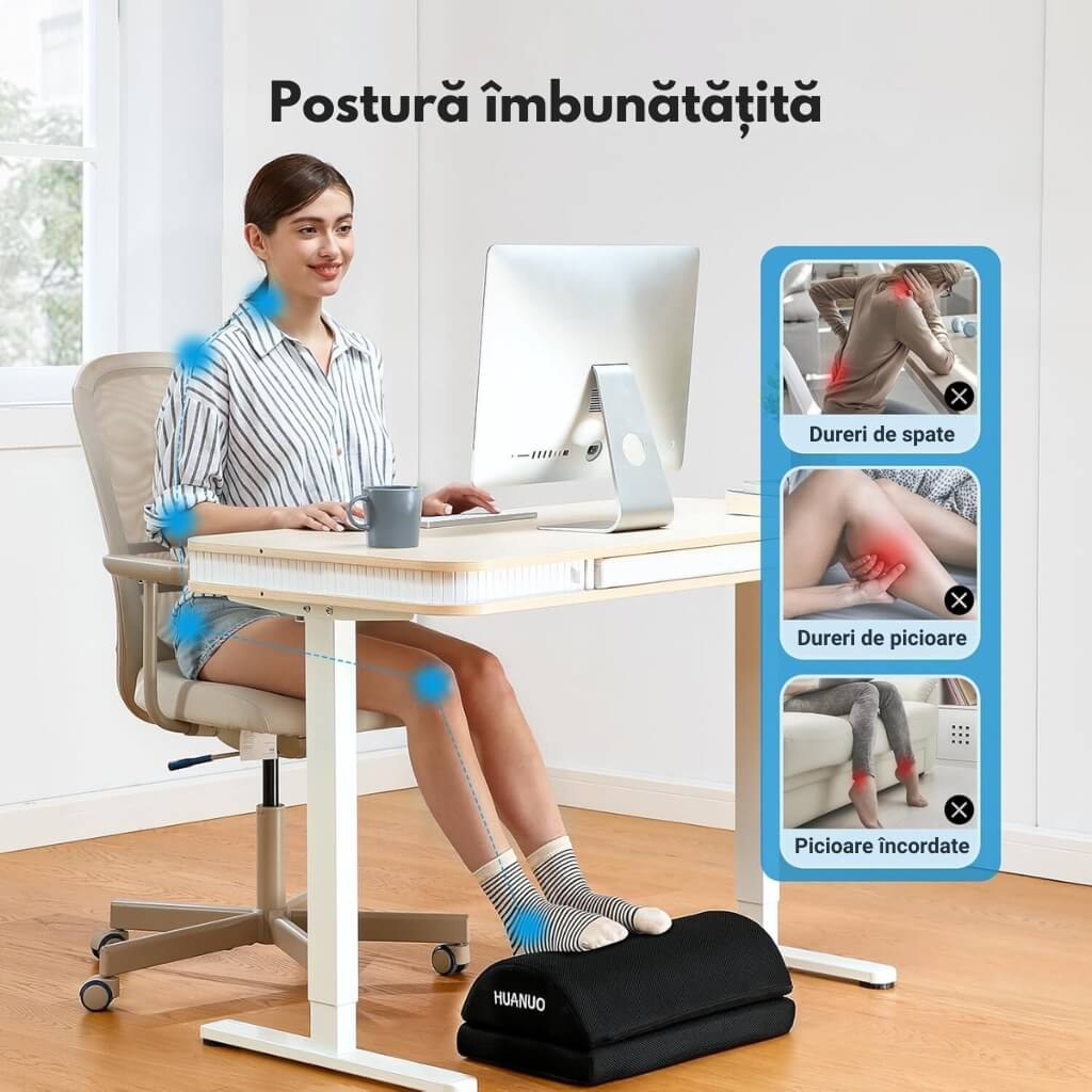 Suport ergonomic picioare birou, spuma cu memorie, 2 pozitii de inaltime
