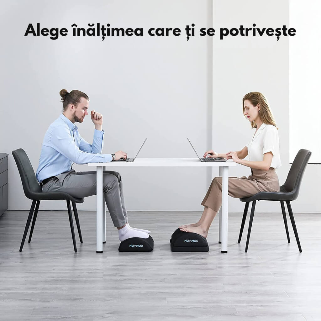 Suport ergonomic picioare birou, spuma cu memorie, 2 pozitii de inaltime