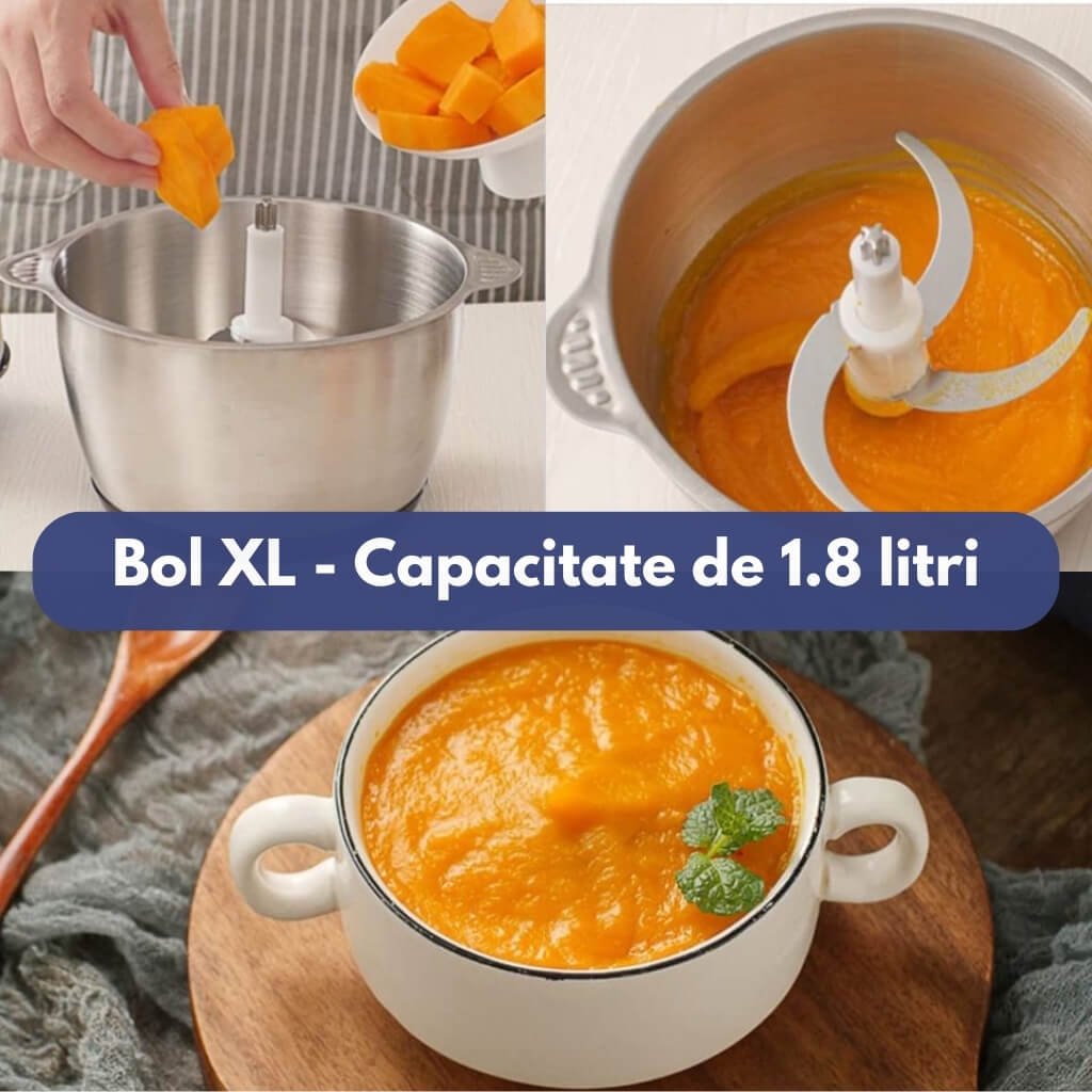 Tocător Electric Royalty Line® 300W, 1.8 Litri, 2 Viteze, Inox