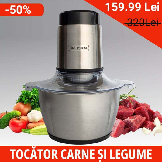 Tocător Electric Royalty Line® 300W, 1.8 Litri, 2 Viteze, Inox