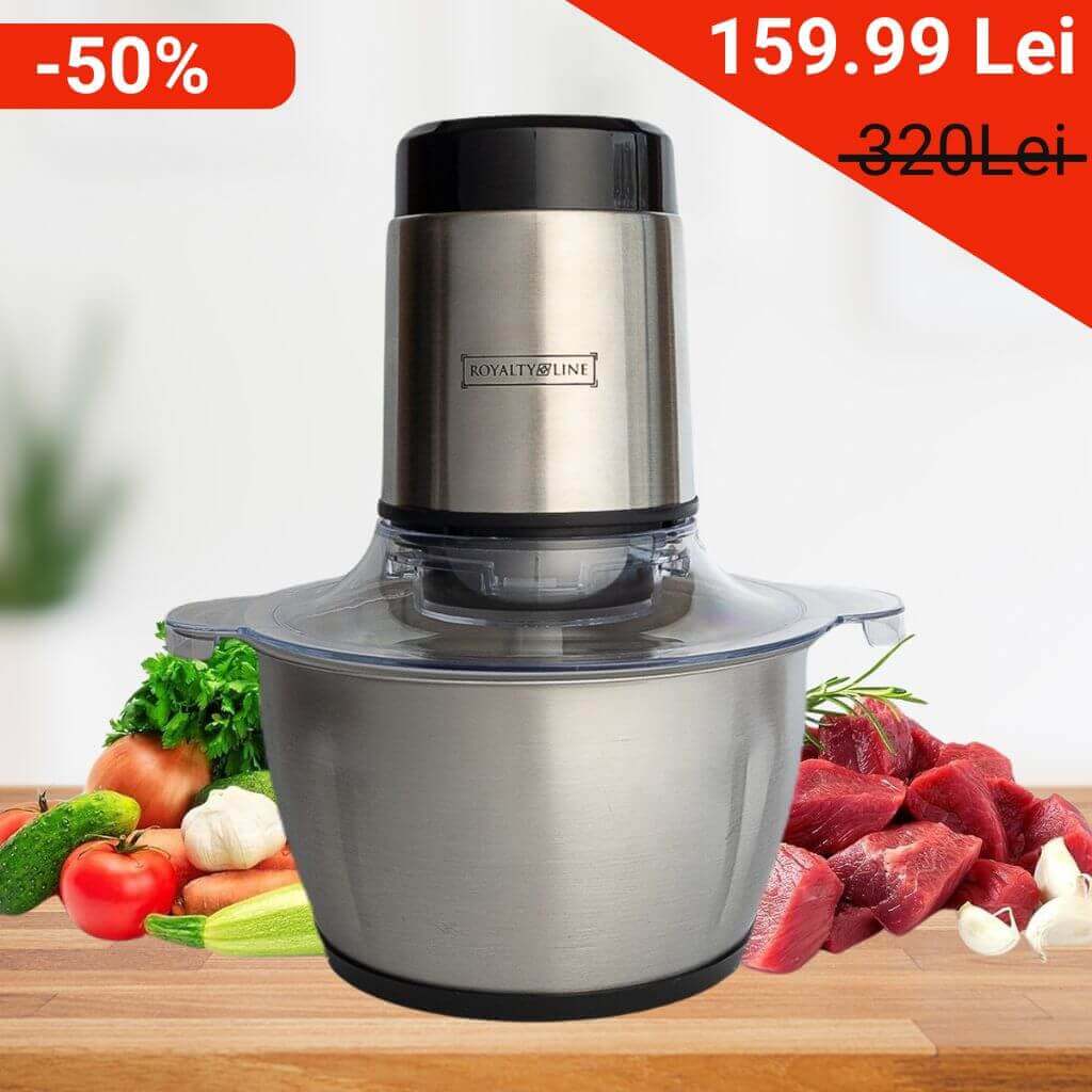 Tocător Electric Royalty Line® 300W, 1.8 Litri, 2 Viteze, Inox